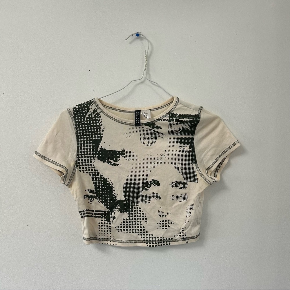 H&M Cream and Black Graphic Kids Tee